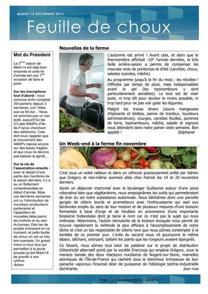 Feuille de choux de décembre 2011