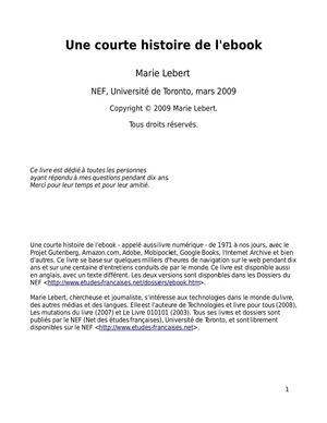 Une histoire du livre numérique de 1971 à 2009