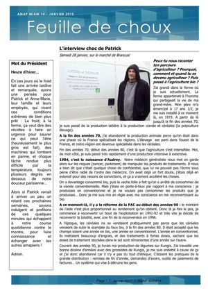 Feuille de choux de Janvier 2012