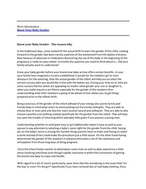 Know your Baby Gender - The reason why 