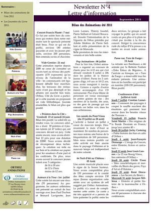 Newsletter 4 Septembre 2011