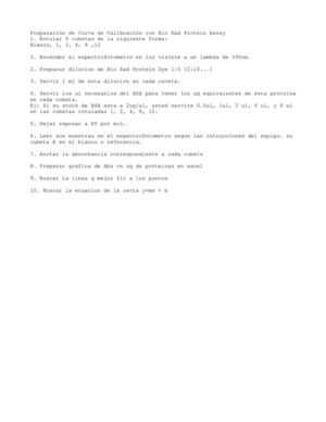 Curva de Calibracion con BioRad Protein Dye