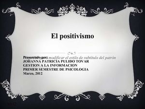 EL POSITIVISMO EN LA PSICOLOGIA