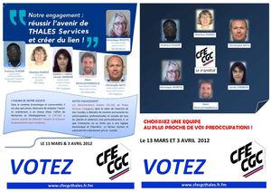 Profession de foi CFE-CGC Thales Services Administrateurs Salariés 2012