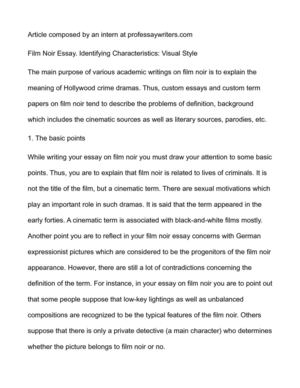 Essay about film noir