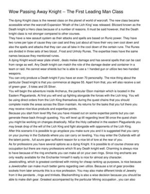 Wow Passing Away Knight -- The First Leading Man Class