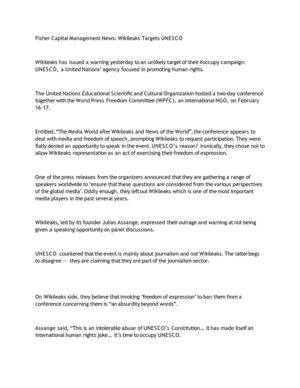 Fisher Capital Management News: Wikileaks Targets UNESCO