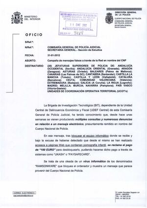 Policia Nacional. Campaña de Difusión de mensajes falsos