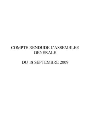 Compte rendu de l'assemblée générale du 18 Septembre 2009