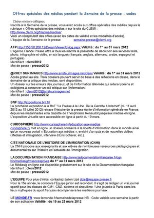 Offres spéciales des médias codes