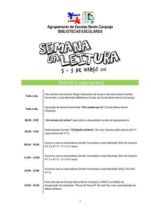 Semana da Leitura 2012 - Programa