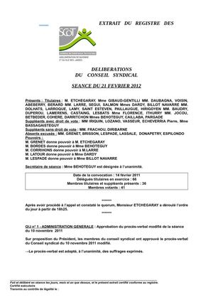 Conseil syndical du 21 février 2012