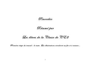 Pinocchio: Le texte rédigé et tapé par la classe de CE2