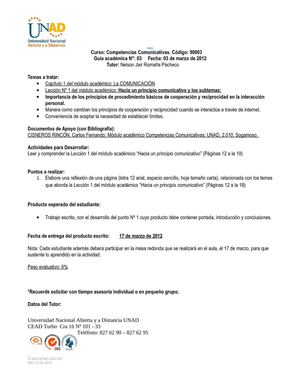 3ra. GUIA académica, reflexión de 1 pág. respecto a lección uno...