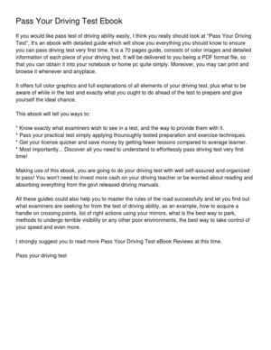 Pass Your Driving Test Ebook