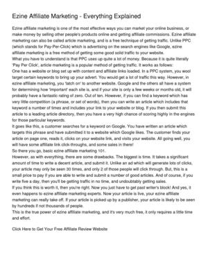 Ezine Affiliate Marketing - Everything Explained