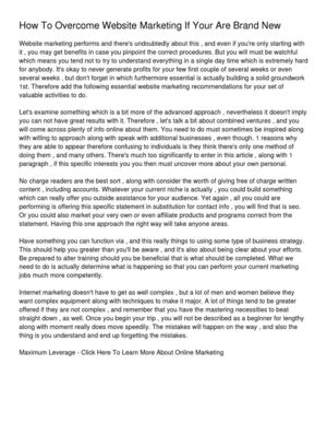 How To Overcome Website Marketing If Your Are Brand New
