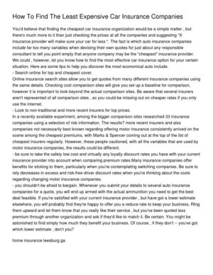 How To Find The Least Expensive Car Insurance Companies