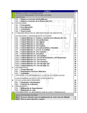 ARTE 2º BACHILLERATO. PROGRAMACIÓN