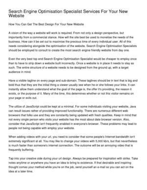 Search Engine Optimisation Specialist Services For Your New Website