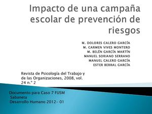 Impacto de una campaña de prevención de accidentes en el hogar