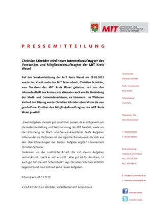 Pressemitteilung 06.03.2012