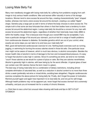 Losing Male Belly Fat
