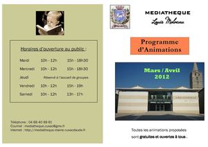 Programme animations mars-avril 2012