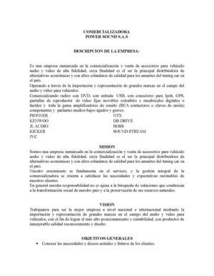 COMERCIALIZADORA POWER SOUND S.A.S