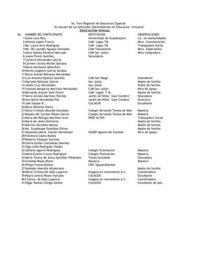 REGISTRO DE INSCRITOS.   5o. FORO REGIONAL DE EDUCACIÓN ESPECIAL