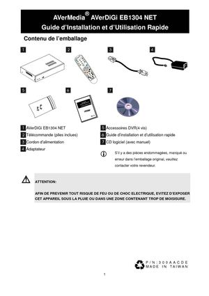 AVERMEDIA notice enregistreur video surveillance EB1304NET