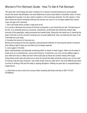 Women's Firm Stomach Guide - How To Get A Flat Stomach