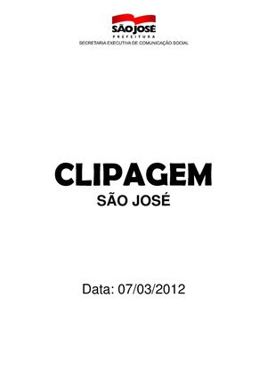 Clipagem São José 07/03/2012