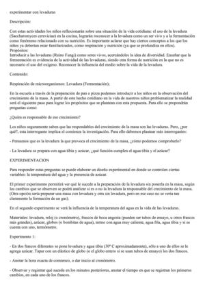 experimentar con levaduras