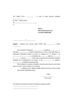 Modello richiesta fuori servizio M.T.