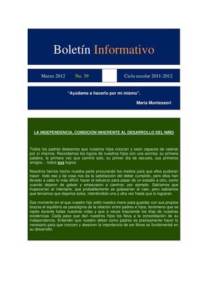 Boletin- Yicandi Montessori- Marzo 2012