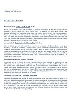 Lecturas para segundo de ESO