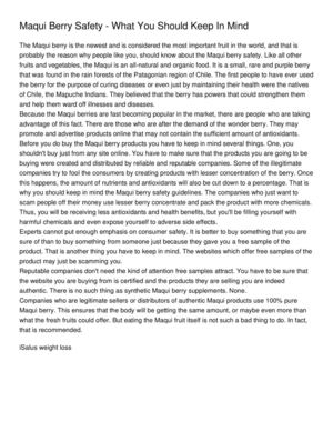 Maqui Berry Safety - What You Should Keep In Mind