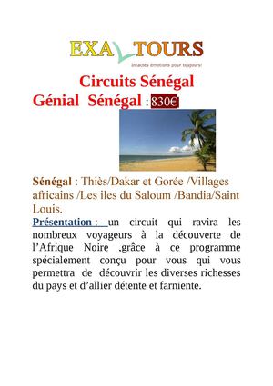 Génial Sénégal 830€