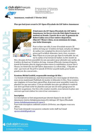 20 Open d'Escalade CAF Salève Annemasse