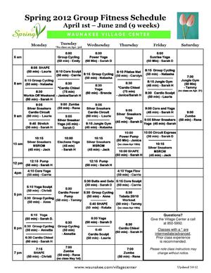 Spring 2012 Group Fitness Classes