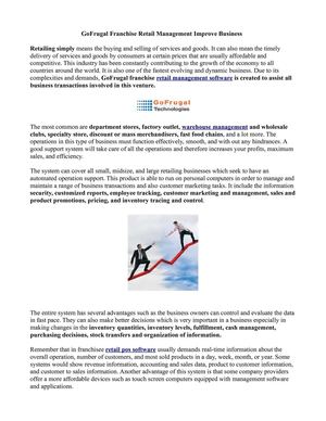GoFrugal Franchise Retail Management Improve Business
