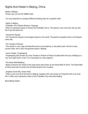 Sights And Hotels In Beijing, China