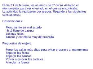 Alumnos de 5º de Primaria visitan el monumento
