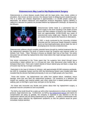 Osteonecrosis May Lead to Hip Replacement Surgery