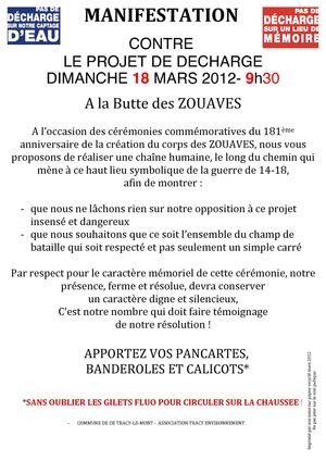 Manifestation le 18 mars à Butte aux zouaves