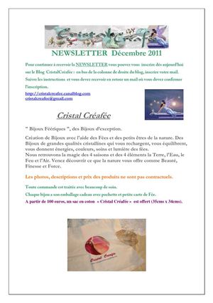 Newsletter Cristal Créafée décembre 2011