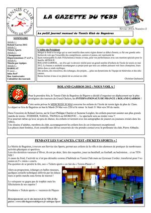 Gazette du tcbb 1 fevrier