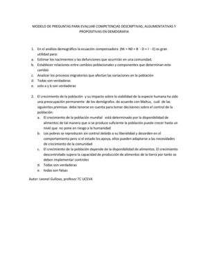 MODELO DE PREGUNTAS demografia