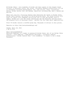 NJ Bridal Shows - Grand Colonial Bridal Show - April 29, 2012